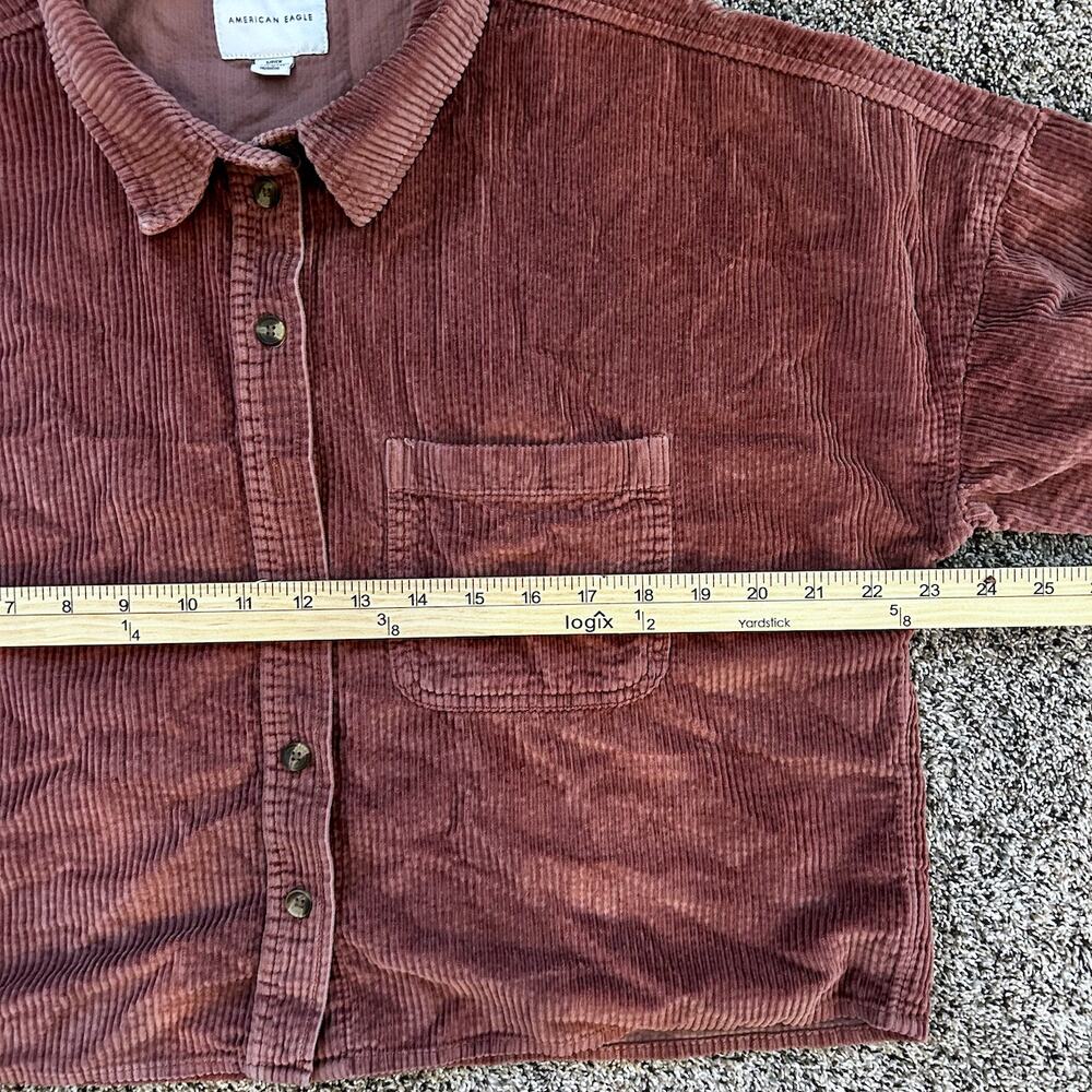 AE Chocolate Brown Corduroy Cropped Boho Jacket SM Cozy Fall Grunge Long Sleeve - Picture 8 of 8